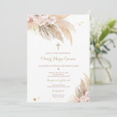 Pampas grass Bohemian Baptism Boho Christening Kaart (Staand voorkant)