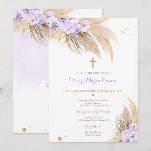 Pampas Grass Bohemian Baptism Boho Christening Kaart