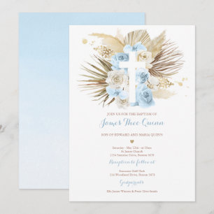 Pampas Grass Bohemian Baptism Boho Christening Kaart