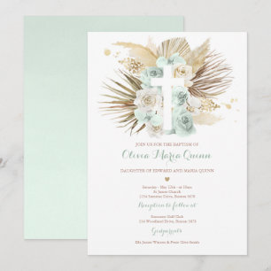 Pampas Grass Bohemian Baptism Boho Christening Kaart