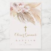 Pampas Grass Bohemian Baptism Personalized Mini Wijn Etiket (Enkel label)
