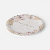 Pampas Grass Bohemian Baptisme Personalized Papieren Bordje (Gekanteld)