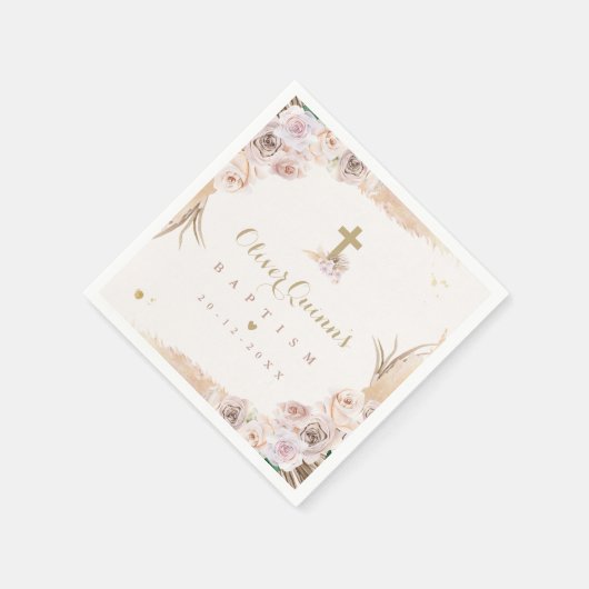 Pampas Grass Bohemian Baptisme Personalized Servet (Hoek)