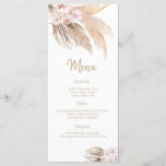 Pampas Grass Bohemian Blush Wedding Accueil menu<br><div class="desc">Notre carte de dîner mariage de Pampas Grass Bohemian est parfaite pour un mariage élégant. Le design boho rustique moderne présente des fleurs rousses d'aquarelle romantique dans les tons doux de blé, mauve, rose pâle et blanc crème avec des accents d'herbe pampas. Ce menu peut être utilisé pour une réception...</div>