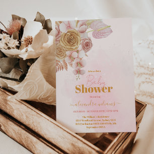 Pampas Grass Bohemian Boho Baby shower Kaart