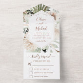 Pampas Grass Bohemian Boho Eucalyptus Wedding RSVP All In One Uitnodiging (Binnen)