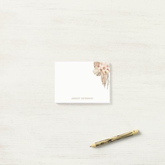Pampas Grass Bohemian Boho Office Post-It Notes (Sur un bureau)