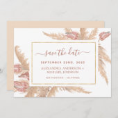 Pampas Grass Bohemian Boho Save the Date Invitatio Kaart (Voorkant / Achterkant)
