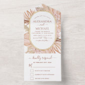 Pampas Grass Bohemian Boho Tropical Wedding All In One Uitnodiging (Binnen)