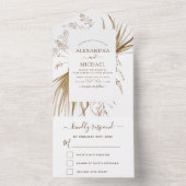 Pampas Grass Bohemian Boho Wedding Invitation All In One Uitnodiging (Binnen)