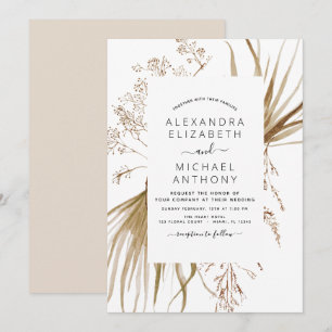 Pampas Grass Bohemian Boho Wedding Invitation Kaart