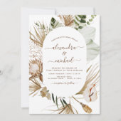 Pampas Grass Bohemian Foto Boho Tropical Wedding Kaart (Voorkant)