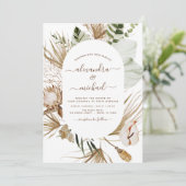 Pampas Grass Bohemian Foto Boho Tropical Wedding Kaart (Staand voorkant)