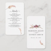 Pampas Grass Bohemian Mariage Détails Carte (Devant / Derrière)
