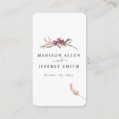 Pampas Grass Bohemian Mariage Détails Carte (Dos)