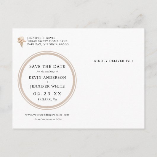 Pampas Grass Bohemian Save the Date Briefkaart (Achterkant)