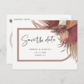 Pampas Grass Bohemian Save the Date Briefkaart (Voorkant / Achterkant)