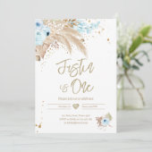 Pampas grass Boho ANY AGE Rustic Boy Birthday Invi Kaart (Staand voorkant)