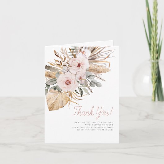 Pampas Grass Boho Baby shower Dank u Bedankkaart (Voorkant)