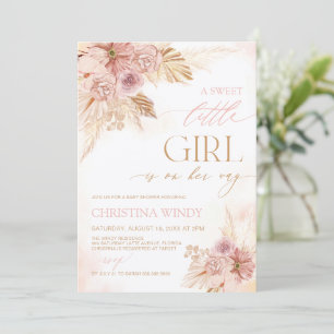 Pampas Grass Boho Baby shower Een lief klein meisj Kaart