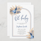 Pampas Grass Boho Baby shower garçon Invitation (Devant / Derrière)