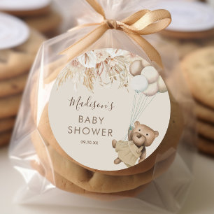 Pampas Grass Boho Beer Baby shower Ronde Sticker