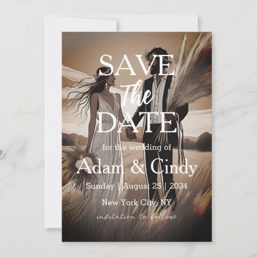 Pampas Grass Boho Bewaar de data Kaart (Voorkant)