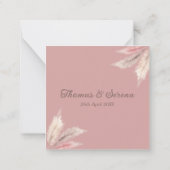 Pampas Grass Boho Blush Roze QR Code Enclosure Notitiekaartje (Achterkant)