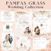 Pampas Grass Boho Blush Roze QR Code Enclosure