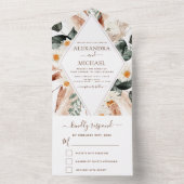 Pampas Grass Boho Bohemian Eucalyptus Weddenschap All In One Uitnodiging (Binnen)