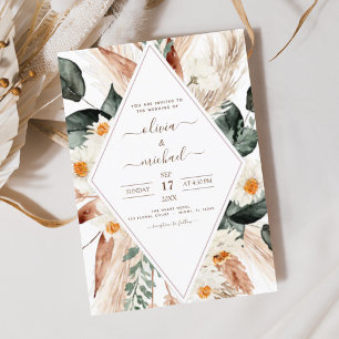 Pampas Grass Boho Bohemian Eucalyptus Weddenschap Kaart