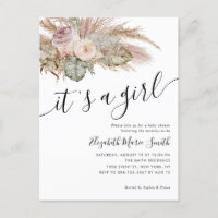 Pampas Grass Boho Bohemian Het is een meisje Baby