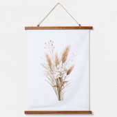 Pampas Grass Boho Botanische Neutrale Decor Hangend Wandkleed (Voorkant)
