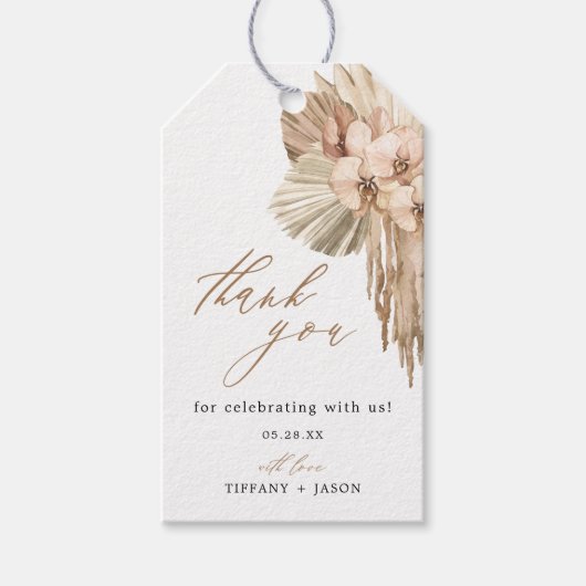 Pampas Grass Boho Bruiloft Dank u Cadeau Labels Cadeaulabel (Voorkant)