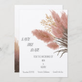 Pampas Grass Boho Bruiloft Save The Date Uitnodigi Kaart (Voorkant / Achterkant)