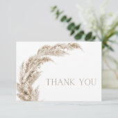 Pampas Grass Boho Carte de remerciements (Debout devant)