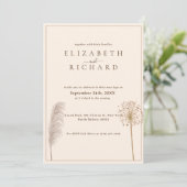 Pampas Grass Boho Elegant Bruiloft Kaart (Staand voorkant)
