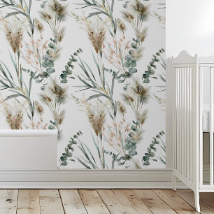 Pampas Grass Boho Eucalyptus Leaves Foliage Behang
