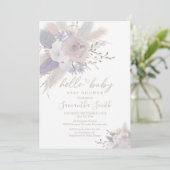 Pampas Grass Boho Floral Baby shower Invitation (Debout devant)
