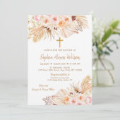 Pampas Grass Boho Floral Baptisme Kaart (Staand voorkant)