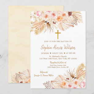 Pampas Grass Boho Floral Baptisme Kaart