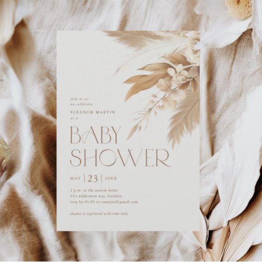 Pampas Grass Boho Gender Neutral Baby shower Kaart