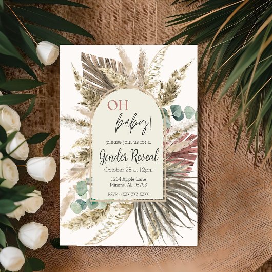 Pampas Grass Boho Genre Révéler Invitation