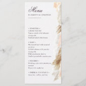 Pampas grass boho menu mariage & message de remerc (Devant)