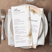 Pampas grass boho menu mariage & message de remerc
