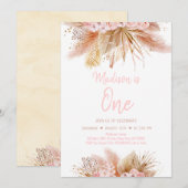 Pampas Grass Boho Pink Floral Girl Birthday Kaart (Voorkant / Achterkant)