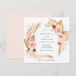 Pampas Grass Boho Pink Floral Vrijgezellenfeest Kaart