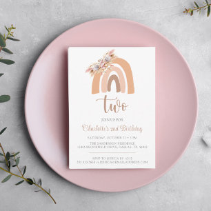 Pampas Grass Boho Rainbow Minimalist Birthday Kaart