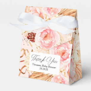 Pampas Grass Boho roze Bloemster Babymeisje douche Bedankdoosjes