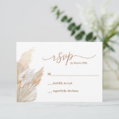 Pampas Grass Boho RSVP-kaart RSVP Kaartje (Staand voorkant)